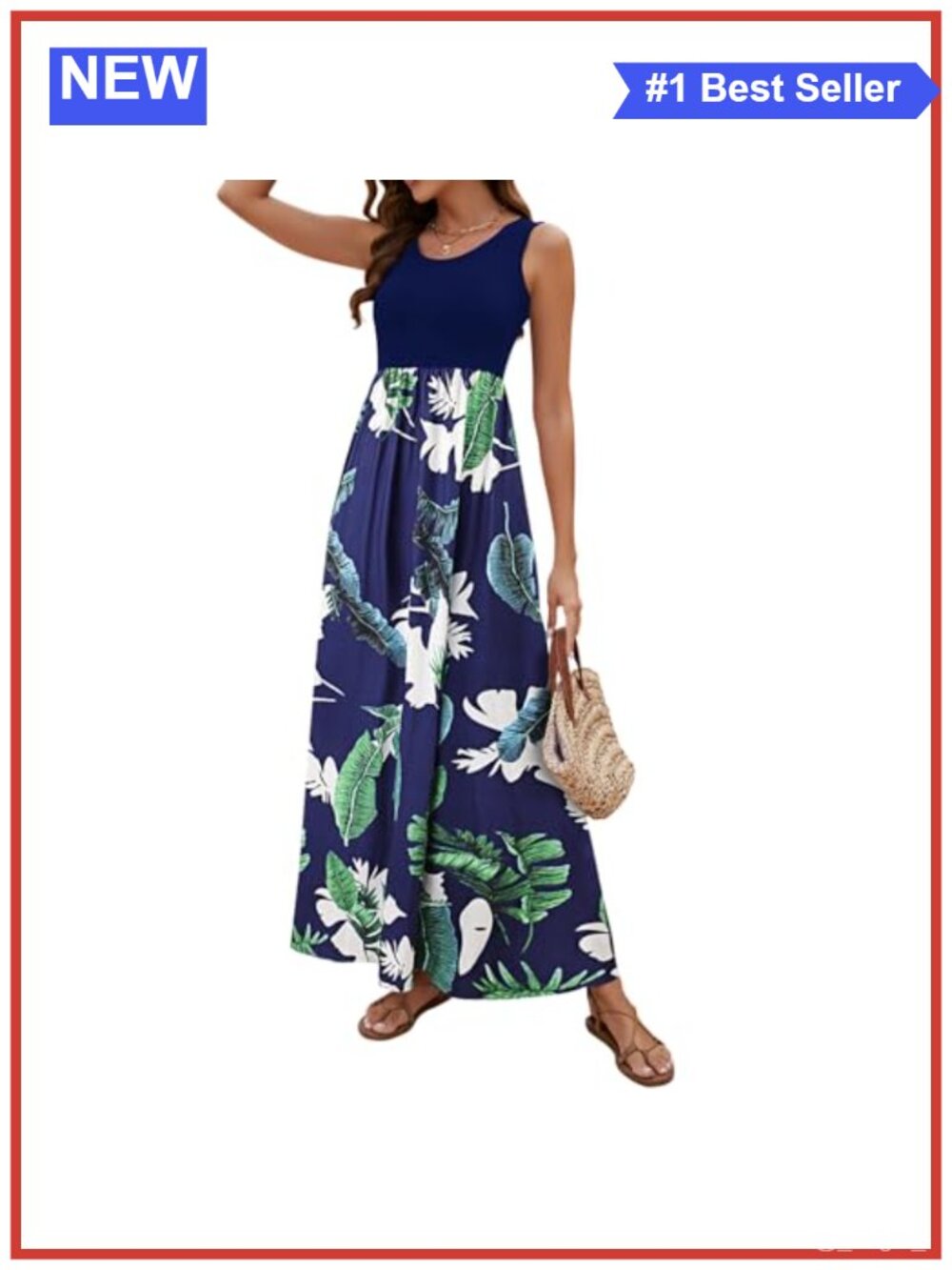 Women Boho Chevron Striped Floral Print Sleeveless Tank Long Maxi Party Dress
